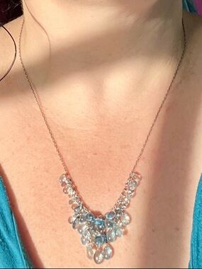 Aquamarine Teardrop Necklace TEN THOUSAND THINGS Silver Waterfall Cluster